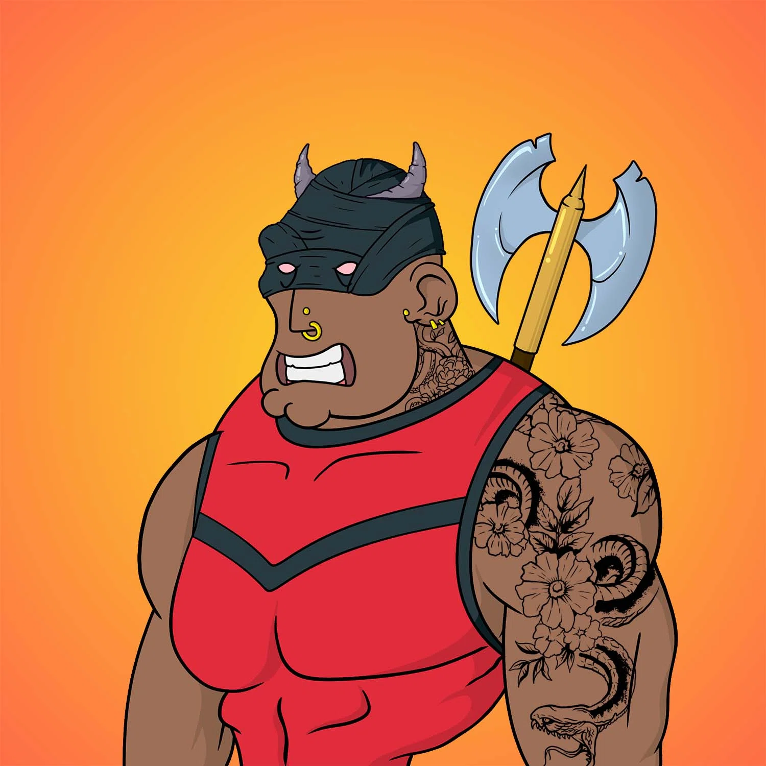 Portrait of Wired, a brute controlling the barbed wire around him